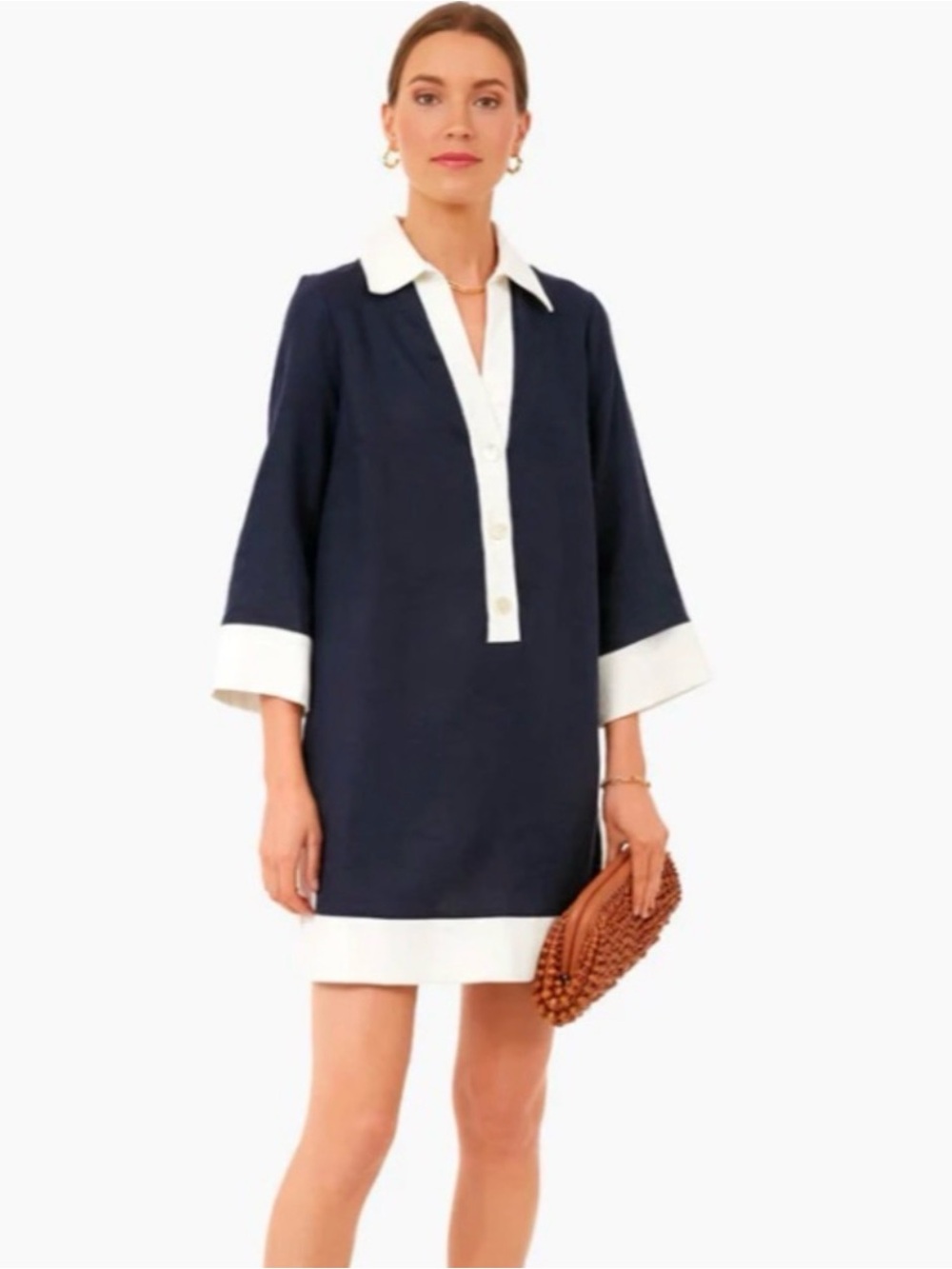 Tuckernuck Navy Collier Dress | Size Medium | 100% Linen